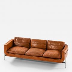 Hans Kaufeld Very Rare Cognac Colored Leather Sofa by Jacques Brule 1963s - 4444205