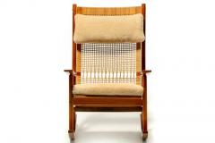 Hans Olsen 1960s Danish Modern Teak Rocking Chair by Hans Olsen in Plush Cream Shearling - 2886525