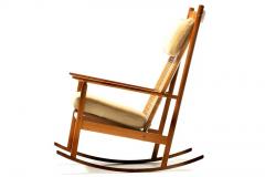 Hans Olsen 1960s Danish Modern Teak Rocking Chair by Hans Olsen in Plush Cream Shearling - 2886539