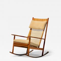 Hans Olsen 1960s Danish Modern Teak Rocking Chair by Hans Olsen in Plush Cream Shearling - 2890906