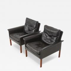 Hans Olsen 1960s pair Hans Olsen Model 500 leather lounge chairs - 3717222