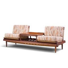 Hans Olsen Hans Olsen Model 161 Danish Teak and Cane Modular 2 Seat Sofa with Table - 4730901