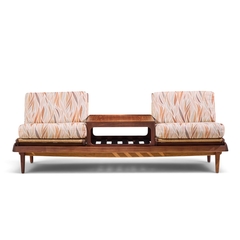 Hans Olsen Hans Olsen Model 161 Danish Teak and Cane Modular 2 Seat Sofa with Table - 4730902
