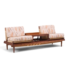 Hans Olsen Hans Olsen Model 161 Danish Teak and Cane Modular 2 Seat Sofa with Table Pair - 4730372