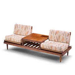 Hans Olsen Hans Olsen Model 161 Danish Teak and Cane Modular 2 Seat Sofa with Table Pair - 4730380