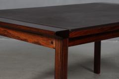 Hans Olsen Hans Olsen Rosewood coffee table and brown leather - 2247623