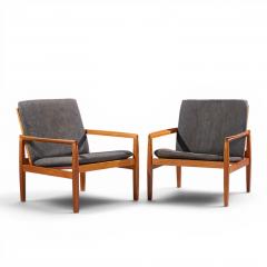 Hans Olsen Hans Olsen for Juul Kristensen Model 519 Danish Teak and Cane Chairs Pair - 4647693