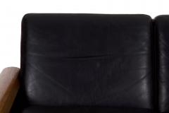 Hans Olsen Hans Olsen for Vatne M bler Black Leather Teak Loveseat Sofa - 878776