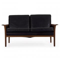 Hans Olsen Hans Olsen for Vatne M bler Black Leather Teak Loveseat Sofa - 878778