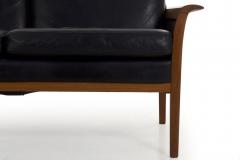 Hans Olsen Hans Olsen for Vatne M bler Black Leather Teak Loveseat Sofa - 878779