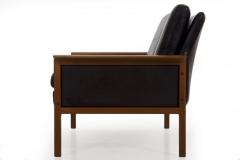 Hans Olsen Hans Olsen for Vatne M bler Black Leather Teak Loveseat Sofa - 878781