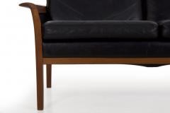 Hans Olsen Hans Olsen for Vatne M bler Black Leather Teak Loveseat Sofa - 878782