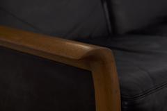 Hans Olsen Hans Olsen for Vatne M bler Black Leather Teak Loveseat Sofa - 878783