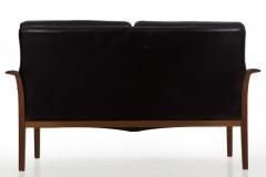 Hans Olsen Hans Olsen for Vatne M bler Black Leather Teak Loveseat Sofa - 878784