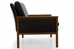 Hans Olsen Hans Olsen for Vatne M bler Black Leather Teak Loveseat Sofa - 878785