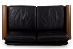 Hans Olsen Hans Olsen for Vatne M bler Black Leather Teak Loveseat Sofa - 878786