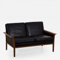 Hans Olsen Hans Olsen for Vatne M bler Black Leather Teak Loveseat Sofa - 879002