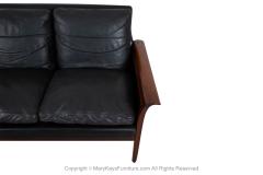 Hans Olsen Mid Century Danish Modern Rosewood Hans Olsen Sofa Couch Black Leather Cushions - 3861638