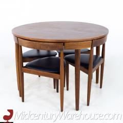 Hans Olsen Mid Century Round Danish Teak Dining Table with Set of 4 Nesting Chairs - 2580230