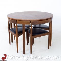 Hans Olsen Mid Century Round Danish Teak Dining Table with Set of 4 Nesting Chairs - 2580231