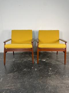 Hans Olsen Pair of Hans Olsen Afromosia Cane Lounge Chairs for Juul Kristensen - 3973917