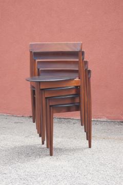 Hans Olsen Set of Four Triangular Teak Stacking Chairs by Hans Olsen for Frem R jle - 3652900