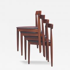 Hans Olsen Set of Four Triangular Teak Stacking Chairs by Hans Olsen for Frem R jle - 3661150