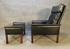 Hans Olsen VINTAGE DANISH MID CENTURY MODERN LEATHER AND ROSEWOOD LOUNGE CHAIR AND OTTOMAN - 3260465