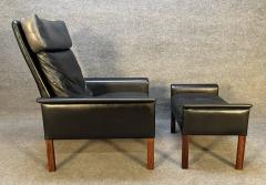 Hans Olsen VINTAGE DANISH MID CENTURY MODERN LEATHER AND ROSEWOOD LOUNGE CHAIR AND OTTOMAN - 3260467
