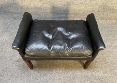 Hans Olsen VINTAGE DANISH MID CENTURY MODERN LEATHER AND ROSEWOOD LOUNGE CHAIR AND OTTOMAN - 3260559