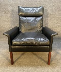 Hans Olsen VINTAGE DANISH MID CENTURY MODERN LEATHER AND ROSEWOOD LOUNGE CHAIR AND OTTOMAN - 3260560