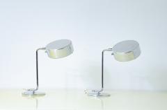 Hans Pherson Rare pair of polished steel lamps  - 2776703