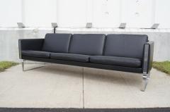 Hans Wegner Black Leather Sofa by Hans Wegner Model CH103 for Carl Hansen Son - 3434360