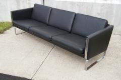 Hans Wegner Black Leather Sofa by Hans Wegner Model CH103 for Carl Hansen Son - 3434366