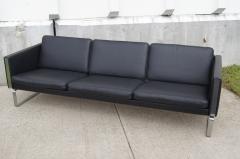 Hans Wegner Black Leather Sofa by Hans Wegner Model CH103 for Carl Hansen Son - 3434367
