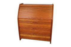 Hans Wegner Danish Midcentury 3 Drawer Tambour Teak Roll Top Desk by Langeskov Mobelfabrik - 2984922