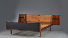 Hans Wegner Danish Midcentury Teak double bed with Cane headboard by Hans Wegner - 1951398