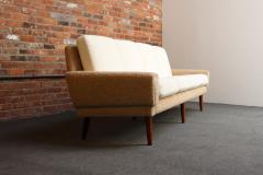 Hans Wegner Danish Modern Four Seat Long Sofa in Teak and Two Tone Boucl  - 4307666