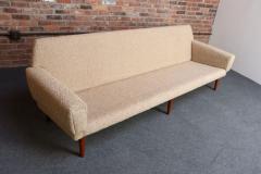 Hans Wegner Danish Modern Four Seat Long Sofa in Teak and Two Tone Boucl  - 4307671