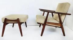 Hans Wegner Danish Modern Hans Wegner GETAMA Cigar Chairs Ottoman Denmark Oak Set of 3 - 4058599