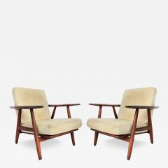 Hans Wegner Danish Modern Hans Wegner GETAMA Cigar Chairs Ottoman Denmark Oak Set of 3 - 4061775