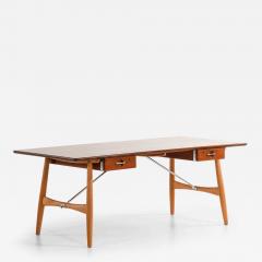 Hans Wegner Danish Modern JH 571 Architects Desk in Teak Oak Steel by Hans Wegner 1950s - 4825856
