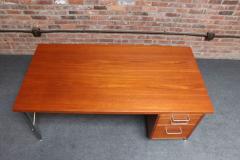 Hans Wegner Danish Modern Kontour Steel and Teak Executive Desk by Hans Wegner - 4270917