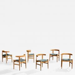 Hans Wegner Dining Room Chairs with Oak and Fabric Denmark 1960s - 4777168