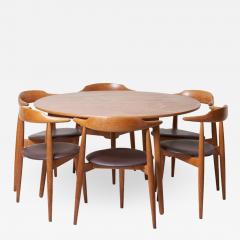 Hans Wegner Dining Set with a Table and Six Heart Chairs by Hans Wegner for Fritz Hansen - 1050870