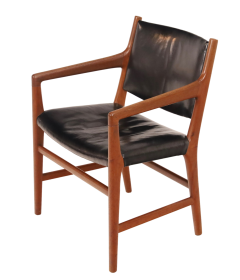 Hans Wegner Extremely Rare Teak Leather Armchair Designed by Hans Wegner - 2966575