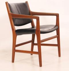 Hans Wegner Extremely Rare Teak Leather Armchair Designed by Hans Wegner - 2966577