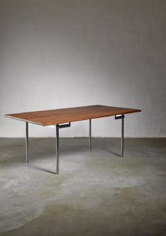 Hans Wegner Hans J Wegner Desk or Dining Table with wooden Top and Stainless Steel Frame - 760554