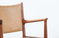 Hans Wegner Hans J Wegner JH 509 Walnut Leather Arm Chairs for Johannes Hansen - 2241565