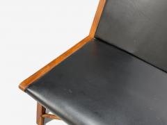Hans Wegner Hans J Wegner Style Teak Leatherette Settee Denmark 1950s - 4373527